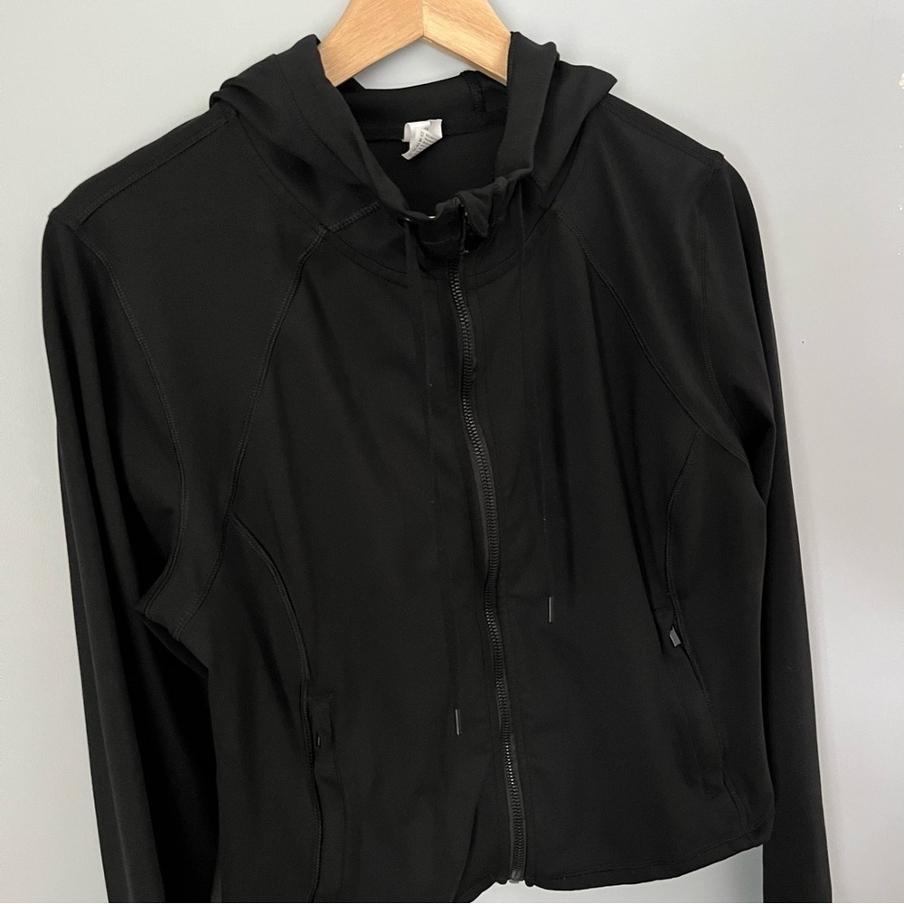 Yogalicious Lux Full Zip Hooded Crop Ink Black Athletic Jacket Size X-Large - Picture 5 of 16